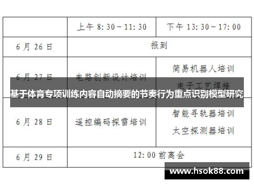 基于体育专项训练内容自动摘要的节奏行为重点识别模型研究